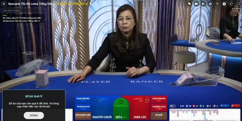 Bàn casino trực tiếp với dealer điều hành xuyên suốt 