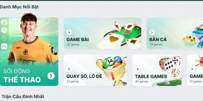 Hệ thống trò chơi TOPBET phong phú, đáp ứng mọi sở thích