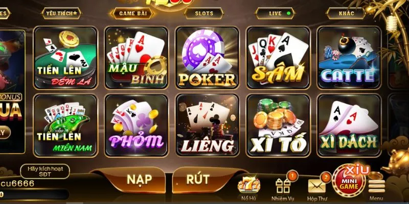 Kho game bài đa dạng từ nhiều nhà phân phối 