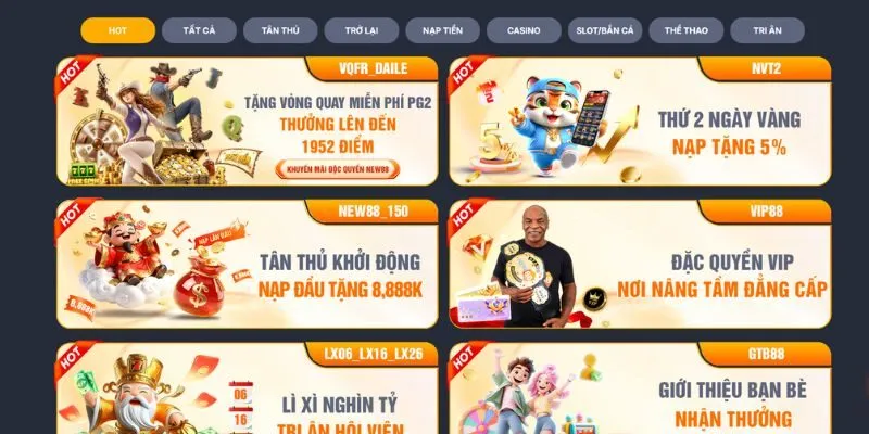 Kho khuyến mãi độc quyền cho người chơi New88