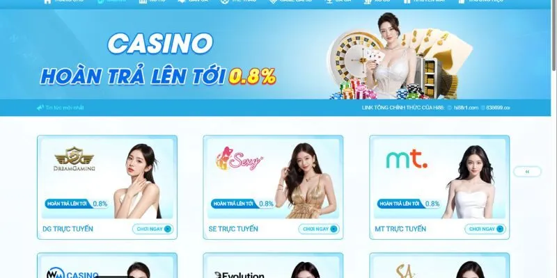 Live casino Hi88 sở hữu nhiều tựa game đình đám