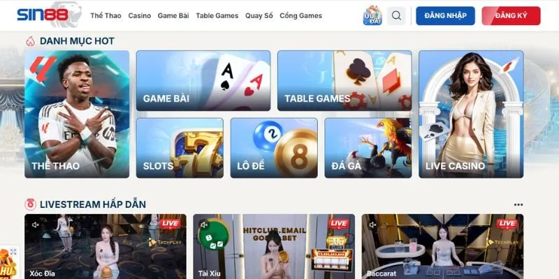 Những tựa game hấp dẫn đang có tại Sin88
