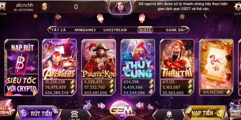 Slot Game Gemwin sở hữu hơn 100 trò chơi